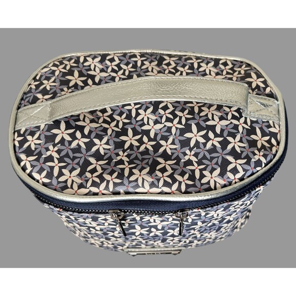 Nicole Miller NY Blue Floral Cosmetic Bag Travel Toiletry Case Makeup 9x6x6 - Picture 7 of 8